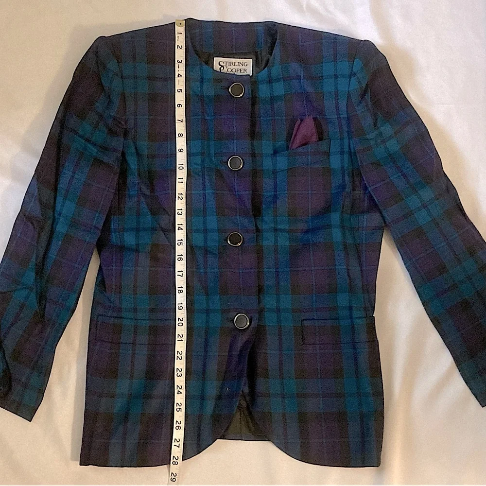 ⭐️ Vintage Stirling Cooper Plaid Button Down Blazer Size 12 - Picture 11 of 13